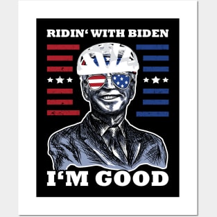 Bicycle Fall trap America Flag Sunglasses Ridin' with Biden I'm Fine Posters and Art